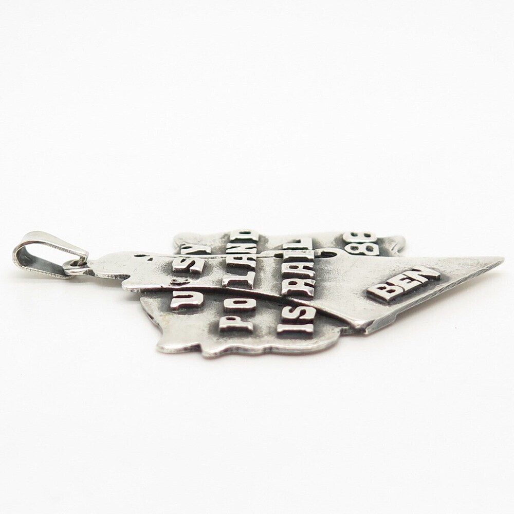 925 Sterling Silver Vintage "USY Poland Israel" Pendant - Picture 3 of 6